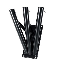 Supporto a muro 3 posti in acciaio verniciato a polvere nero inclinazione 55° per aste portabandiera Ø 32 mm