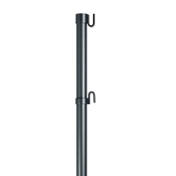Asta per bandiera in alluminio verniciato grigio Ø 32 mm con ganci