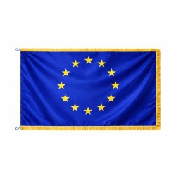 Bandiera LUX in doppio raso con frangia oro e stampa bifacciale