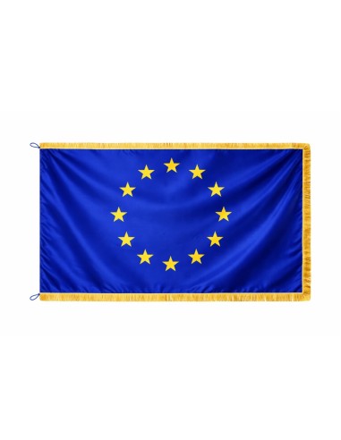 Bandiera LUX in doppio raso con frangia oro e stampa bifacciale