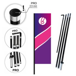 Flag Banner Square PRO con Asta in Fibra di Vetro