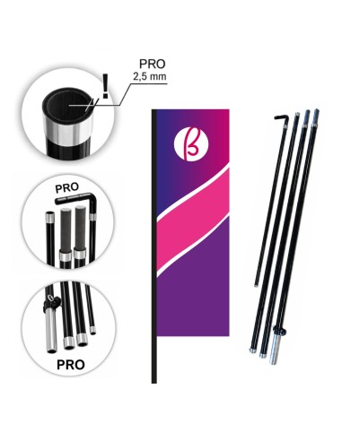 Flag Banner Square PRO con Asta in Fibra di Vetro