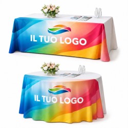 Tovaglia personalizzata su tessuto con stampa in sublimazione per fiere, eventi e attività promozionali