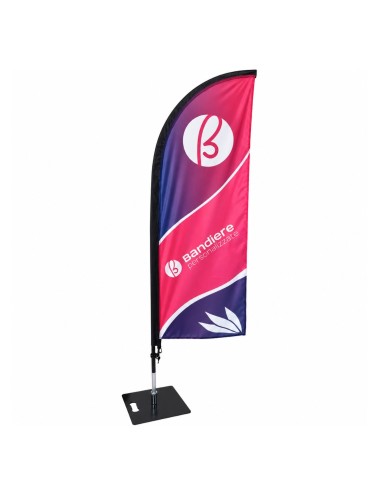 Beach Flag a Piuma PRO personalizzata con asta in fibra di vetro