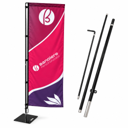 Flag Banner Square PRO con Asta in Fibra di Vetro