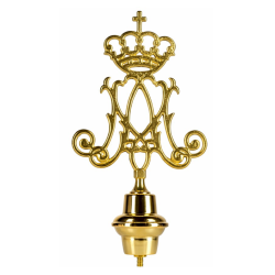 emblema mariano ottone lucido per asta bandiera