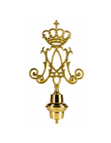 emblema mariano ottone lucido per asta bandiera