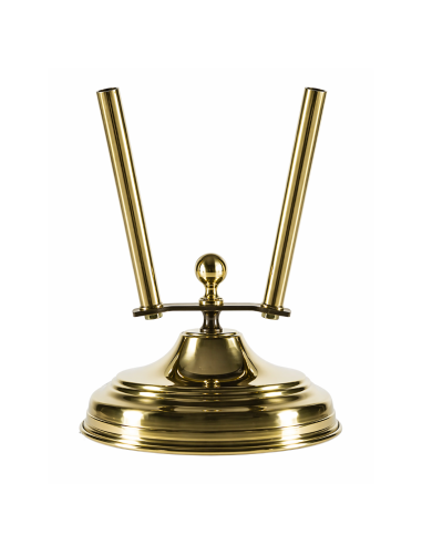 base ottone lucido oro Ø 290 mm 2 posti per aste bandiere Ø 22 mm