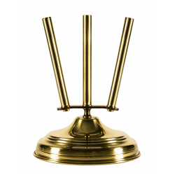 base ottone lucido oro Ø 290 mm 3 posti per aste bandiere Ø 22 mm