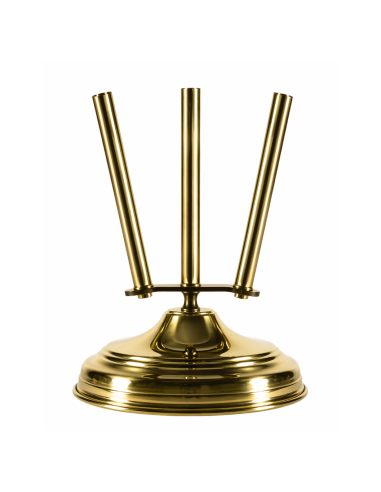 base ottone lucido oro Ø 290 mm 3 posti per aste bandiere Ø 22 mm