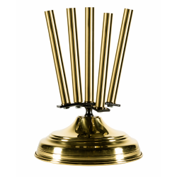 base ottone lucido oro Ø 290 mm 5 posti per aste bandiere Ø 22 mm
