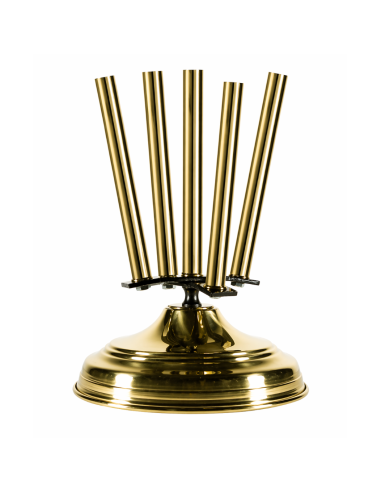 base ottone lucido oro Ø 290 mm 5 posti per aste bandiere Ø 22 mm