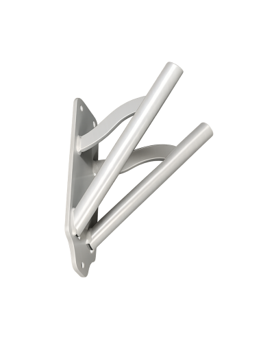 Supporto a muro 2 posti in ferro verniciato a polvere grigio inclinazione 40° per aste portabandiera Ø 22 mm