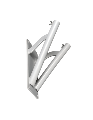 Supporto a muro 2 posti in ferro verniciato a polvere grigio inclinazione 40° per aste portabandiera Ø 32 mm