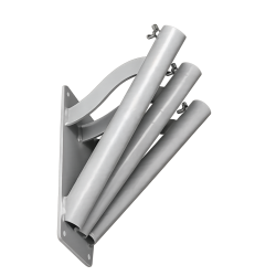 Supporto a muro 3 posti in ferro verniciato a polvere grigio inclinazione 40° per aste portabandiera Ø 32 mm