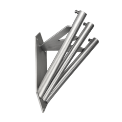 Supporto a muro a 3 posti in acciaio inox per aste portabandiera Ø 25 mm