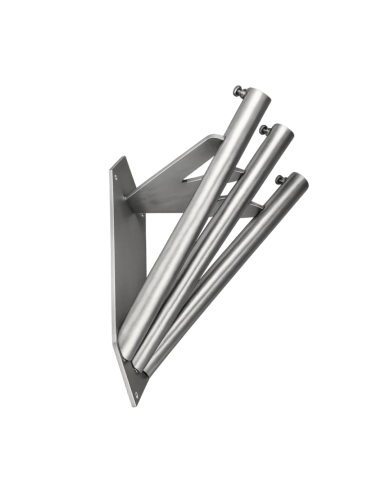 Supporto a muro a 3 posti in acciaio inox per aste portabandiera Ø 25 mm