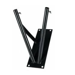 Supporto a muro 2 posti in acciaio verniciato a polvere nero inclinazione 55° per aste portabandiera Ø 22 mm