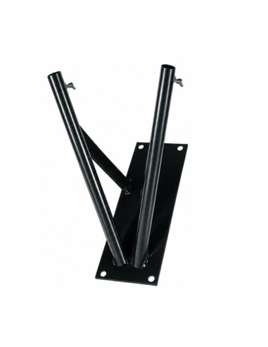Supporto a muro 2 posti in acciaio verniciato a polvere nero inclinazione 55° per aste portabandiera Ø 22 mm