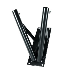 Supporto a muro 2 posti in acciaio verniciato a polvere nero inclinazione 55° per aste portabandiera Ø 32 mm