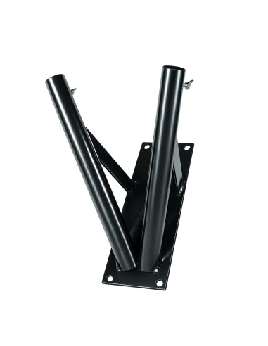 Supporto a muro 2 posti in acciaio verniciato a polvere nero inclinazione 55° per aste portabandiera Ø 32 mm